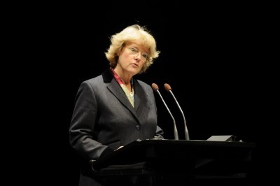 Prof. Monika Grütters MdB, Staatsministerin für Kultur und Medien wendet sich in ihrer Festansprache an die Kinobetreiber und Gäste aus ganz Deutschland.